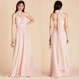 Birdy Grey Grace Convertible Chiffon Bridesmaid Dress in Pale Blush Size S NWT‎
